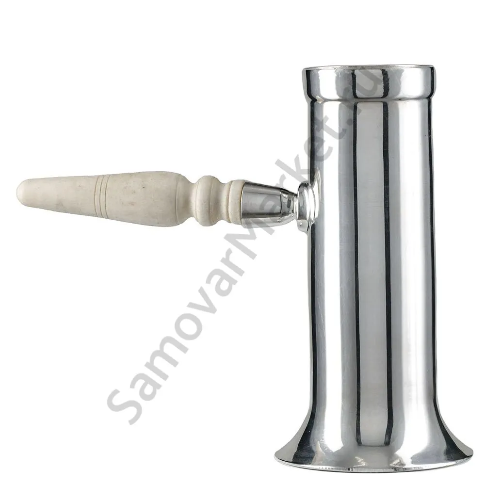 Самовар антикварный на дровах 1,2 литра формы «Репка» Романов,с трубой,фурнитура кость,посеребрённый