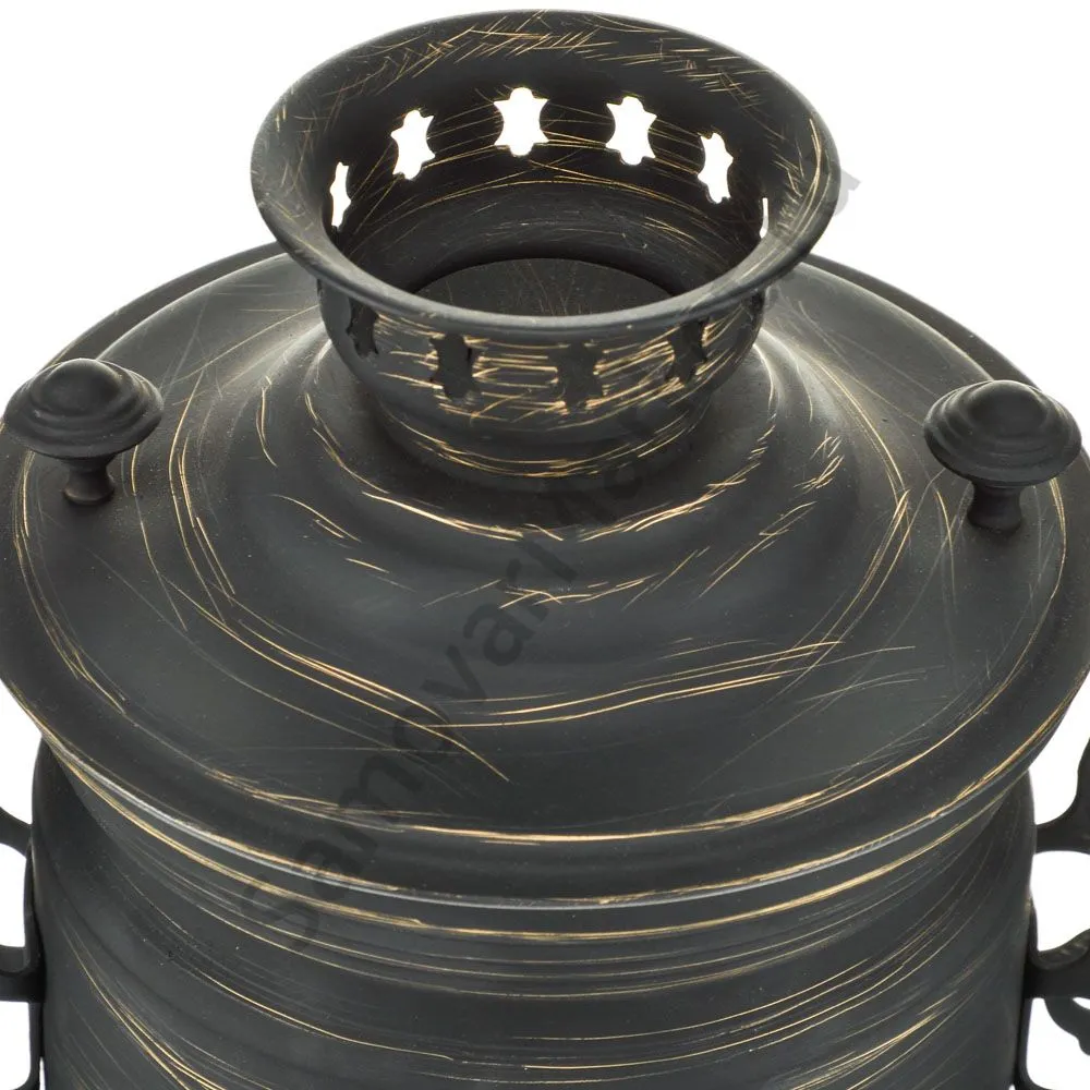 Самовар электрический 3 литра формы «Банка» золотые нити в патине, категория «Эксклюзив»