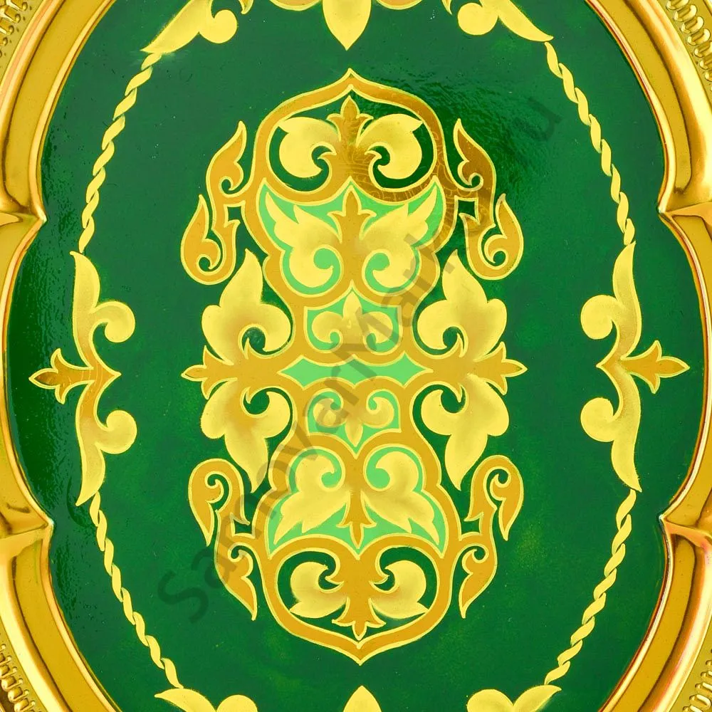 Поднос для самовара с художественной росписью «Орнамент зелёный» Поднос для самовара с художественной росписью «Орнамент зелёный»