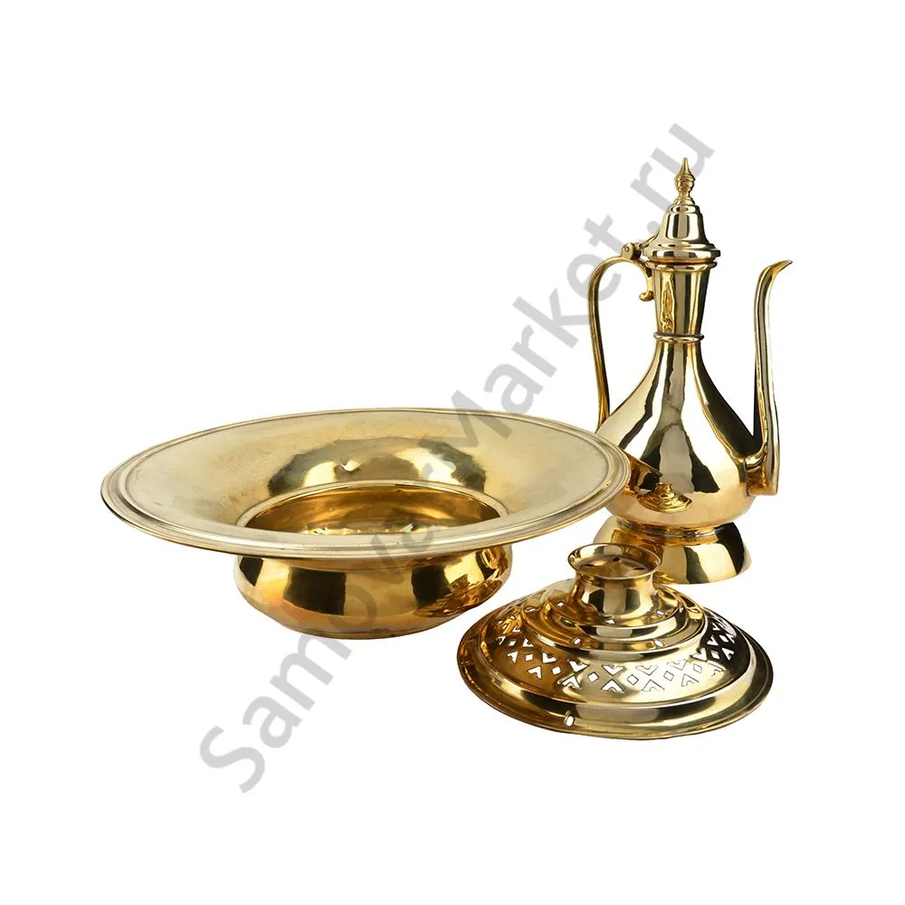 Умывальник с чашей, антикварный для умывания и мытья рук, латунный