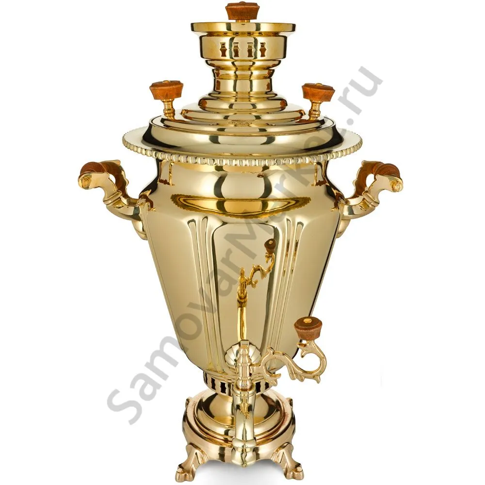 Самовар антикварный на дровах 6 литров формы «Рюмка гранная» Н.А. Воронцова, золотой Самовар антикварный на дровах 6 литров формы «Рюмка гранная» Н.А. Воронцова, золотой