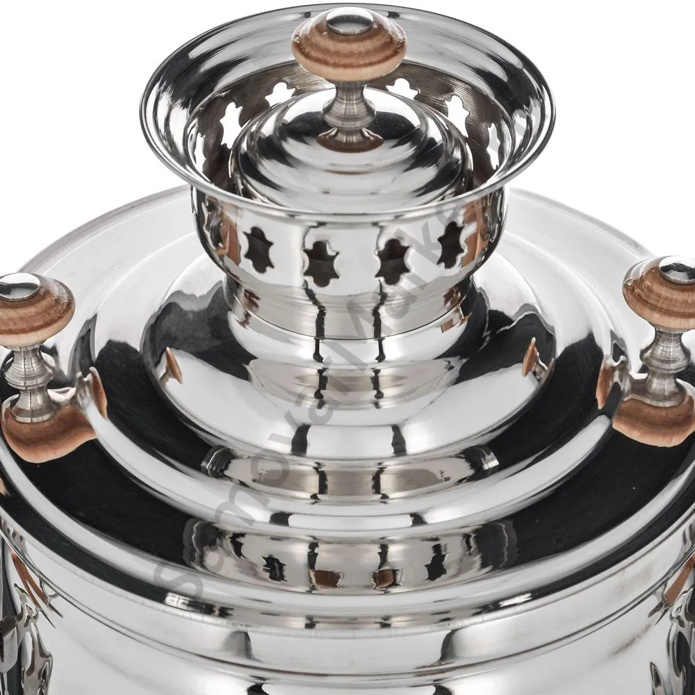 Самовар на дровах 5 литров формы «Банка с листьями», серебристый Самовар на дровах 5 литров формы «Банка с листьями», серебристый