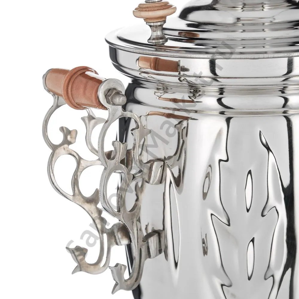 Самовар на дровах 5 литров формы «Банка с листьями», серебристый Самовар на дровах 5 литров формы «Банка с листьями», серебристый