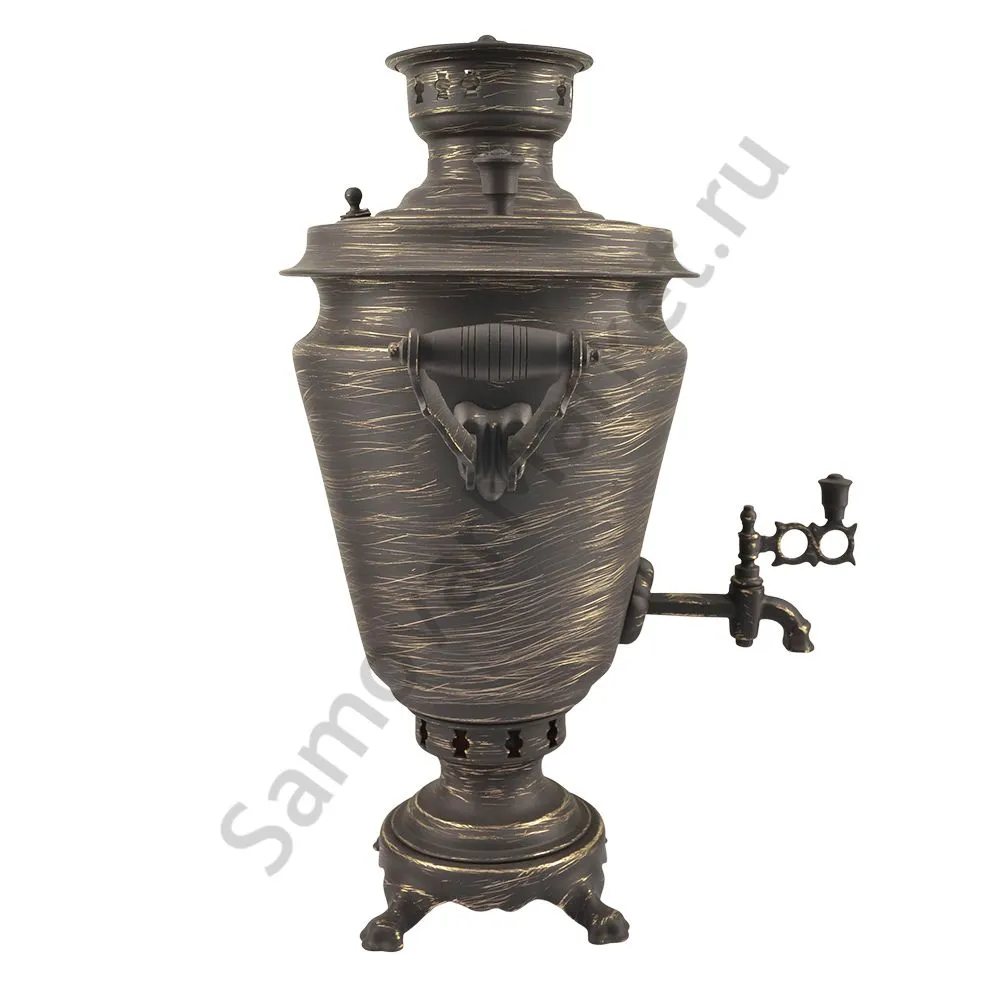 Самовар на дровах 7 литров формы «Рюмка», золотые нити в патине, категория «Эксклюзив» Самовар на дровах 7 литров формы «Рюмка», золотые нити в патине, категория «Эксклюзив»