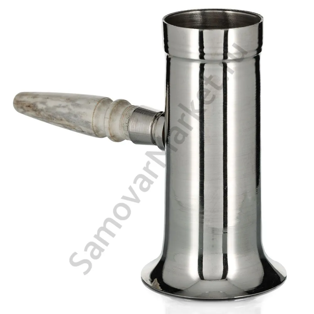 Самовар антикварный на дровах 1 литр формы «Рюмка » М.И.Фролов,с трубой,фурнитура кость, серебристый