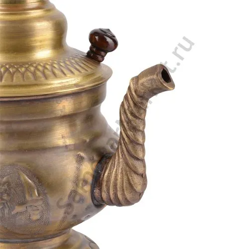Самовар-чайник на дровах 1,5 литра, с ручкой в виде «Оленя», патинированная латунь
