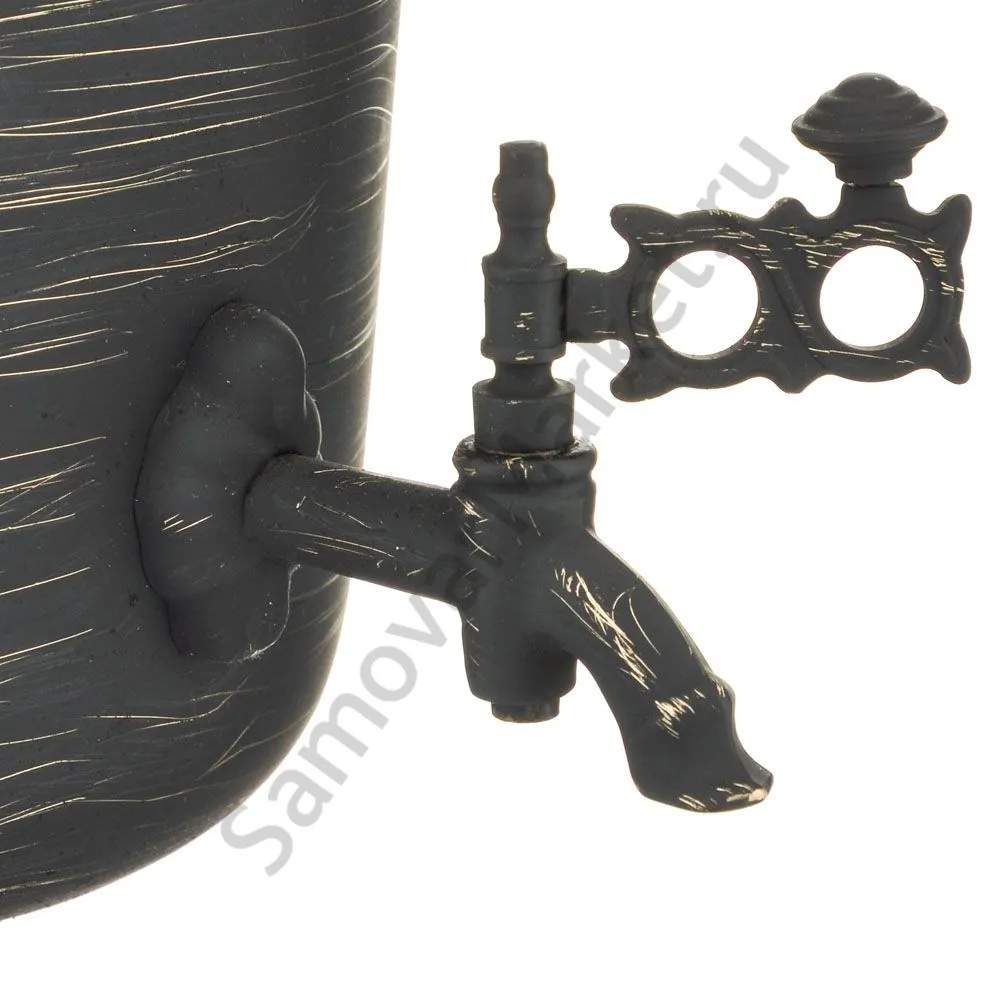 Самовар на дровах 2,8 литра формы «Банка» золотые нити в патине, категория «Эксклюзив»