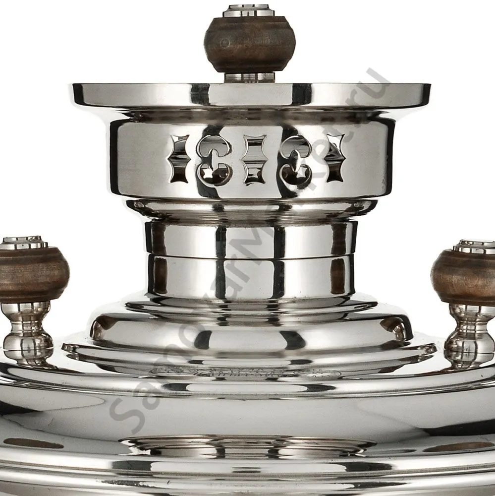 Самовар антикварный комбинированный 5,5 литров формы «Рюмка» Капырзина, серебристый, уценка Самовар антикварный комбинированный 5,5 литров формы «Рюмка» Капырзина, серебристый, уценка