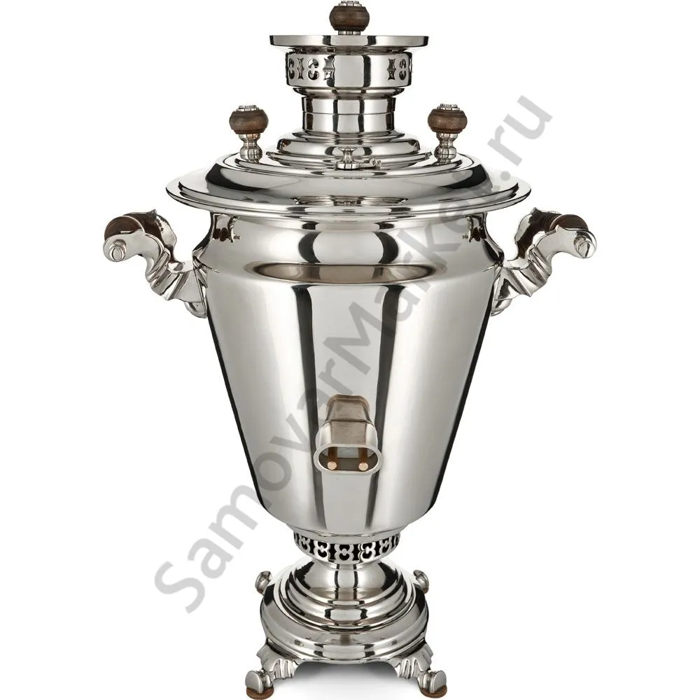 Самовар антикварный комбинированный 5,5 литров формы «Рюмка» Капырзина, серебристый, уценка Самовар антикварный комбинированный 5,5 литров формы «Рюмка» Капырзина, серебристый, уценка