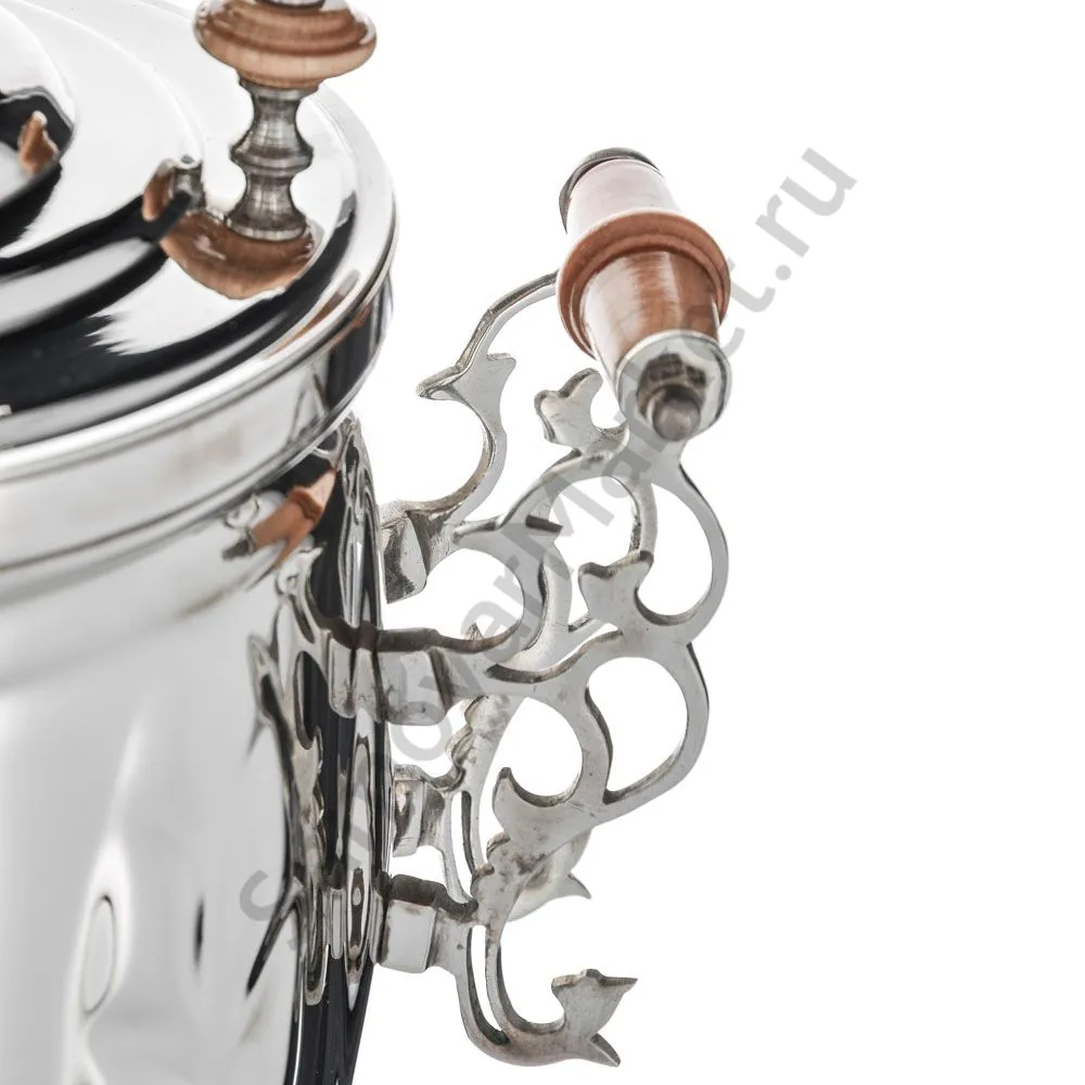 Самовар на дровах 5 литров формы «Банка с листьями», серебристый Самовар на дровах 5 литров формы «Банка с листьями», серебристый