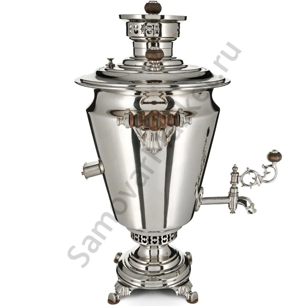 Самовар антикварный комбинированный 5,5 литров формы «Рюмка» Капырзина, серебристый, уценка Самовар антикварный комбинированный 5,5 литров формы «Рюмка» Капырзина, серебристый, уценка