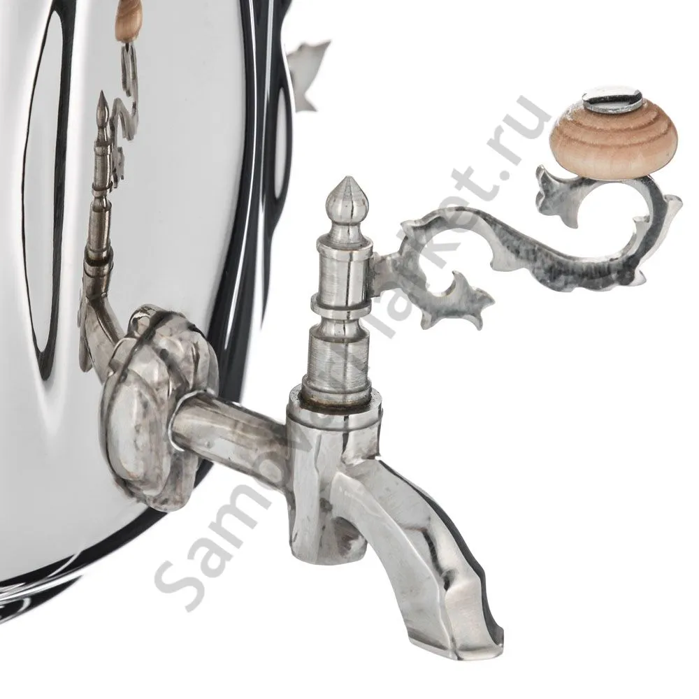 Самовар на дровах 5 литров формы «Банка с листьями», серебристый Самовар на дровах 5 литров формы «Банка с листьями», серебристый