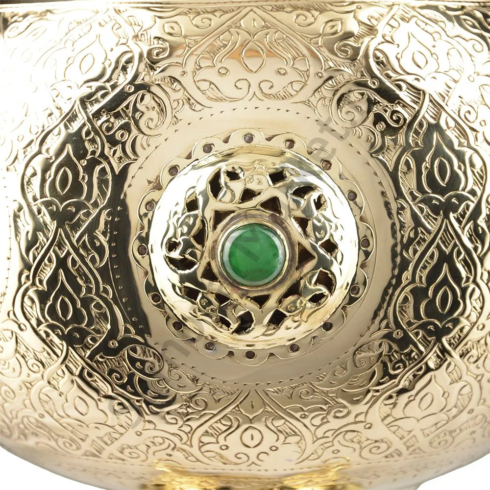 Самовар на дровах 10 литров формы «Шар византийский», инкрустация «Халцедоном»,категория «Эксклюзив»