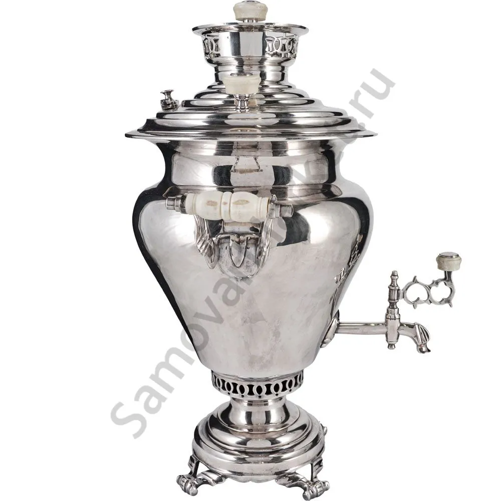 Самовар антикварный на дровах 5 литров формы «Ваза» братьев Воронцовых, серебрение