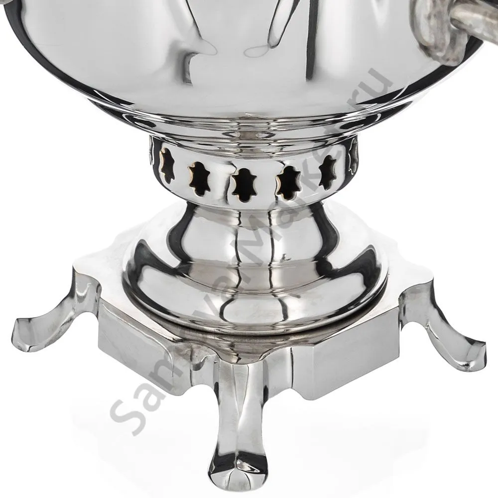 Самовар на дровах 5 литров формы «Банка с листьями», серебристый Самовар на дровах 5 литров формы «Банка с листьями», серебристый