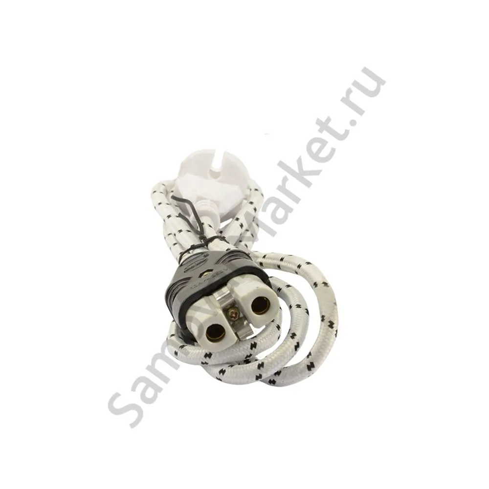 Шнур для электрического самовара в оплётке, керамический 2-х контактный разъём