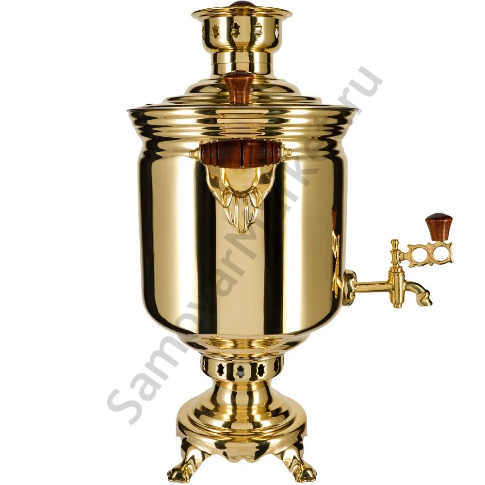Самовар на дровах 7 литров формы «Банка», золотой, категория «Люкс» Самовар на дровах 7 литров формы «Банка», золотой, категория «Люкс»
