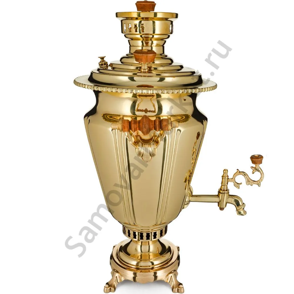 Самовар антикварный на дровах 6 литров формы «Рюмка гранная» Н.А. Воронцова, золотой Самовар антикварный на дровах 6 литров формы «Рюмка гранная» Н.А. Воронцова, золотой