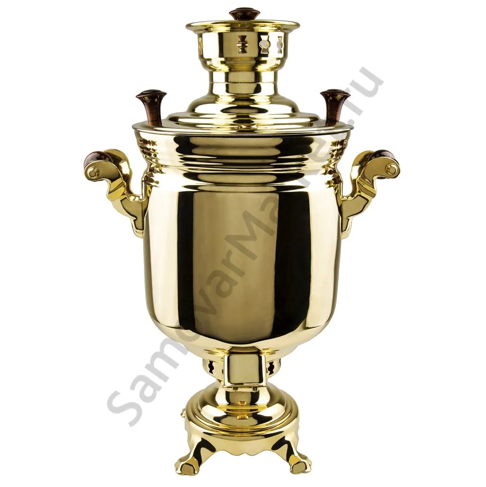 Самовар комбинированный 5 литров формы «Банка», золотой, категория «Люкс»