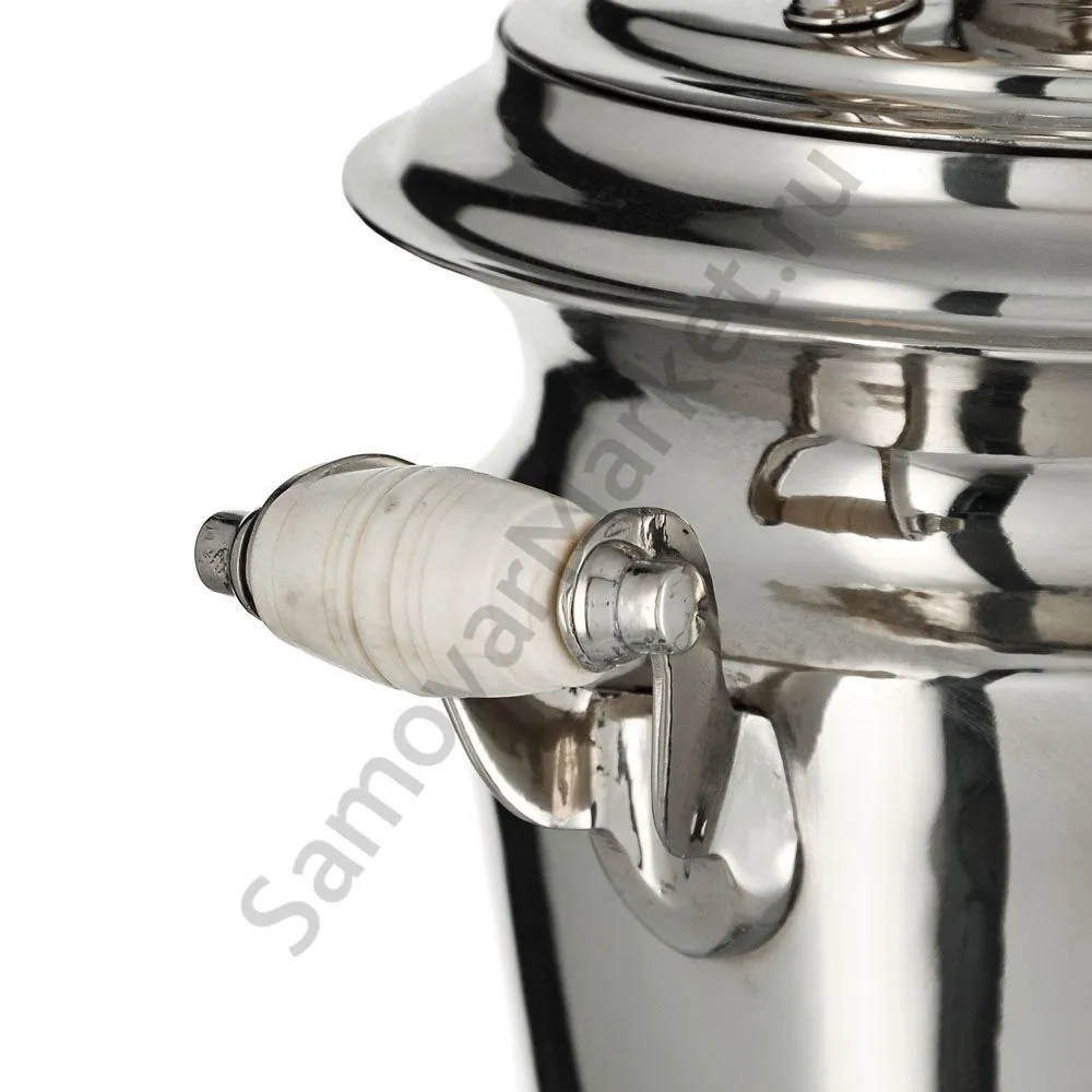 Самовар антикварный на дровах 1 литр формы «Рюмка » М.И.Фролов,с трубой,фурнитура кость, серебристый