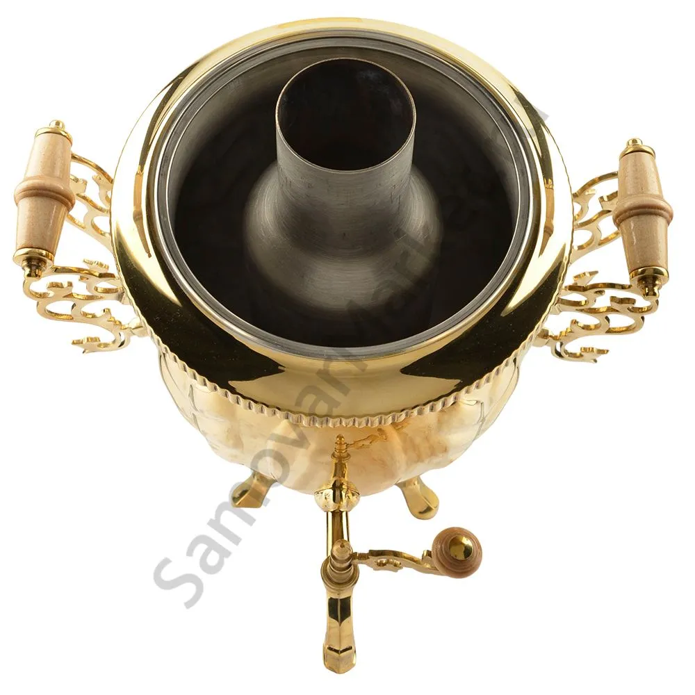 Самовар на дровах 4,5 литра формы «Шар», золотой Самовар на дровах 4,5 литра формы «Шар», золотой