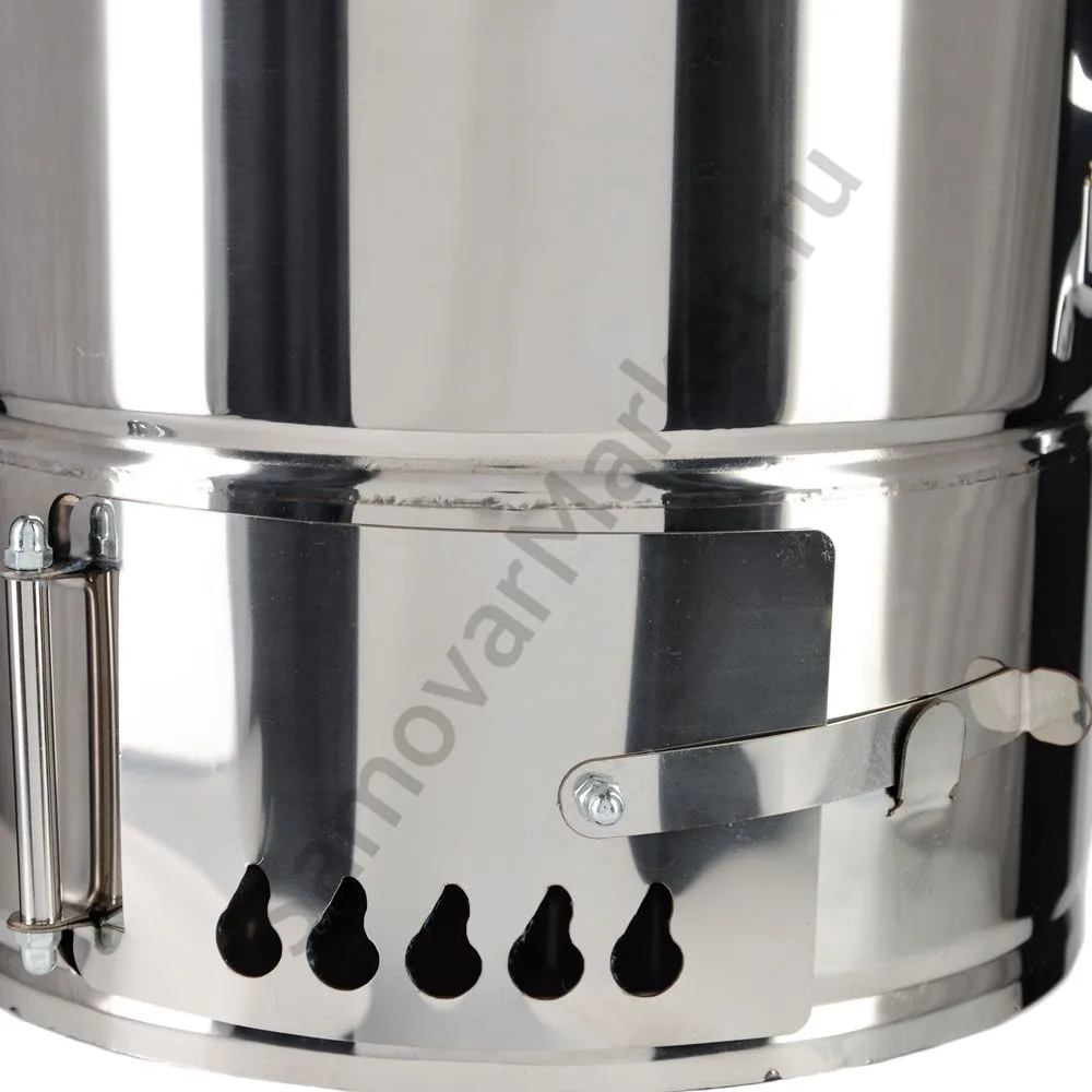 Самовар на дровах туристический 10 литров формы «Банка» с трубой, нержавеющая сталь, серебристый Самовар на дровах туристический 10 литров формы «Банка» с трубой, нержавеющая сталь, серебристый