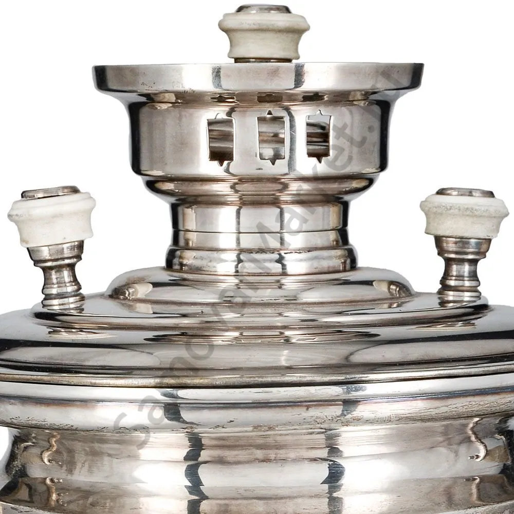 Самовар антикварный на дровах «Тет-а-тет» 1,9 литра формы «Рюмка» Маликова с трубой, серебрение Самовар антикварный на дровах «Тет-а-тет» 1,9 литра формы «Рюмка» Маликова с трубой, серебрение