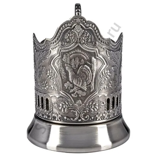 Подстаканник никелированный с чернью «Глухарь»