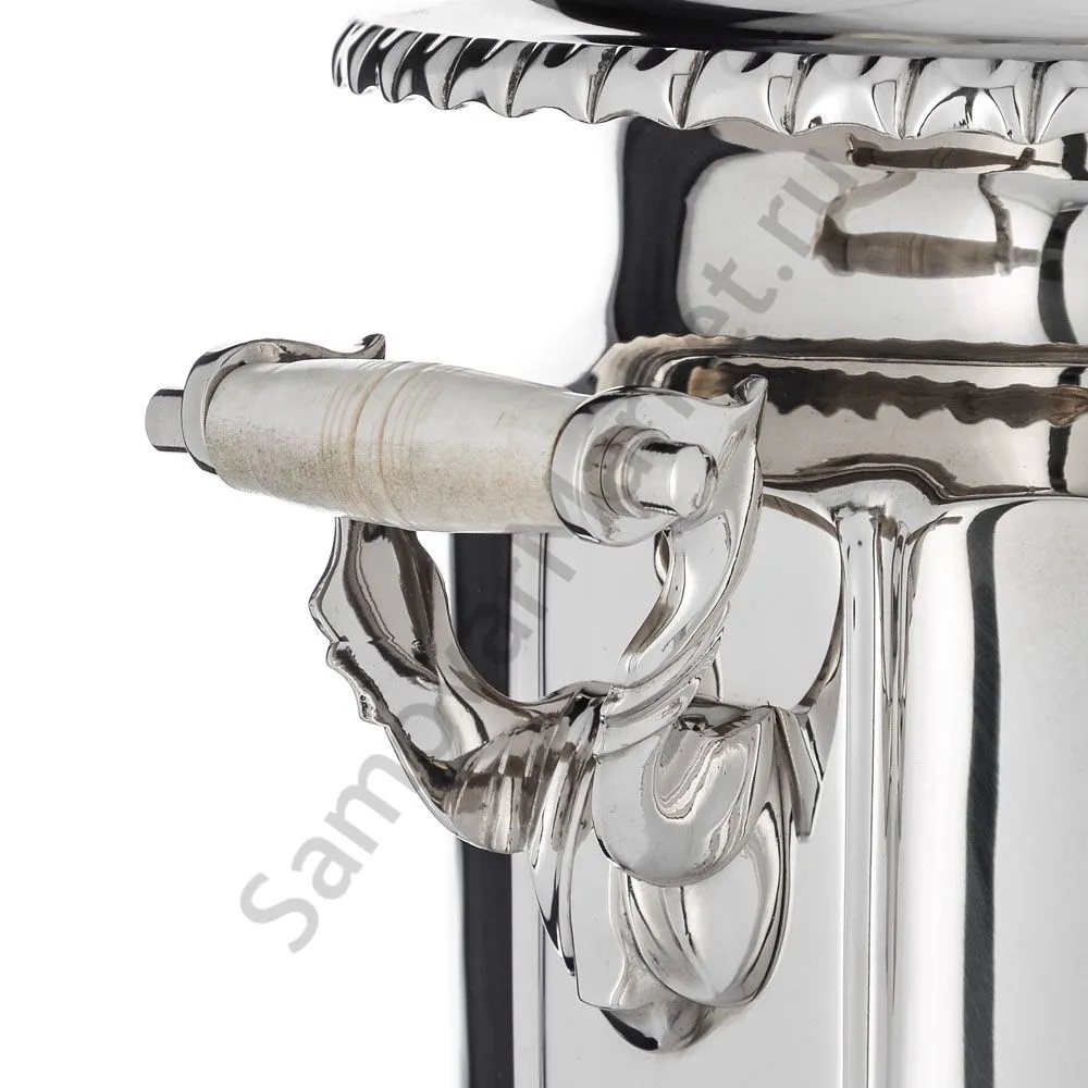 Самовар антикварный жаровой на керосине 7 литра формы «Фонарь» Б.Г. Тейле, серебристый 