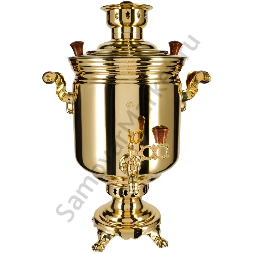 Самовар на дровах 7 литров формы «Банка», золотой, категория «Люкс» Самовар на дровах 7 литров формы «Банка», золотой, категория «Люкс»