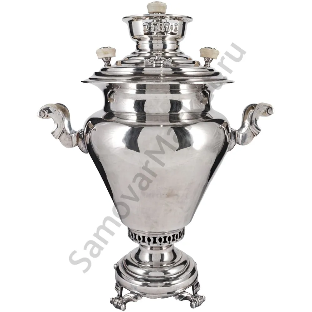 Самовар антикварный на дровах 5 литров формы «Ваза» братьев Воронцовых, серебрение