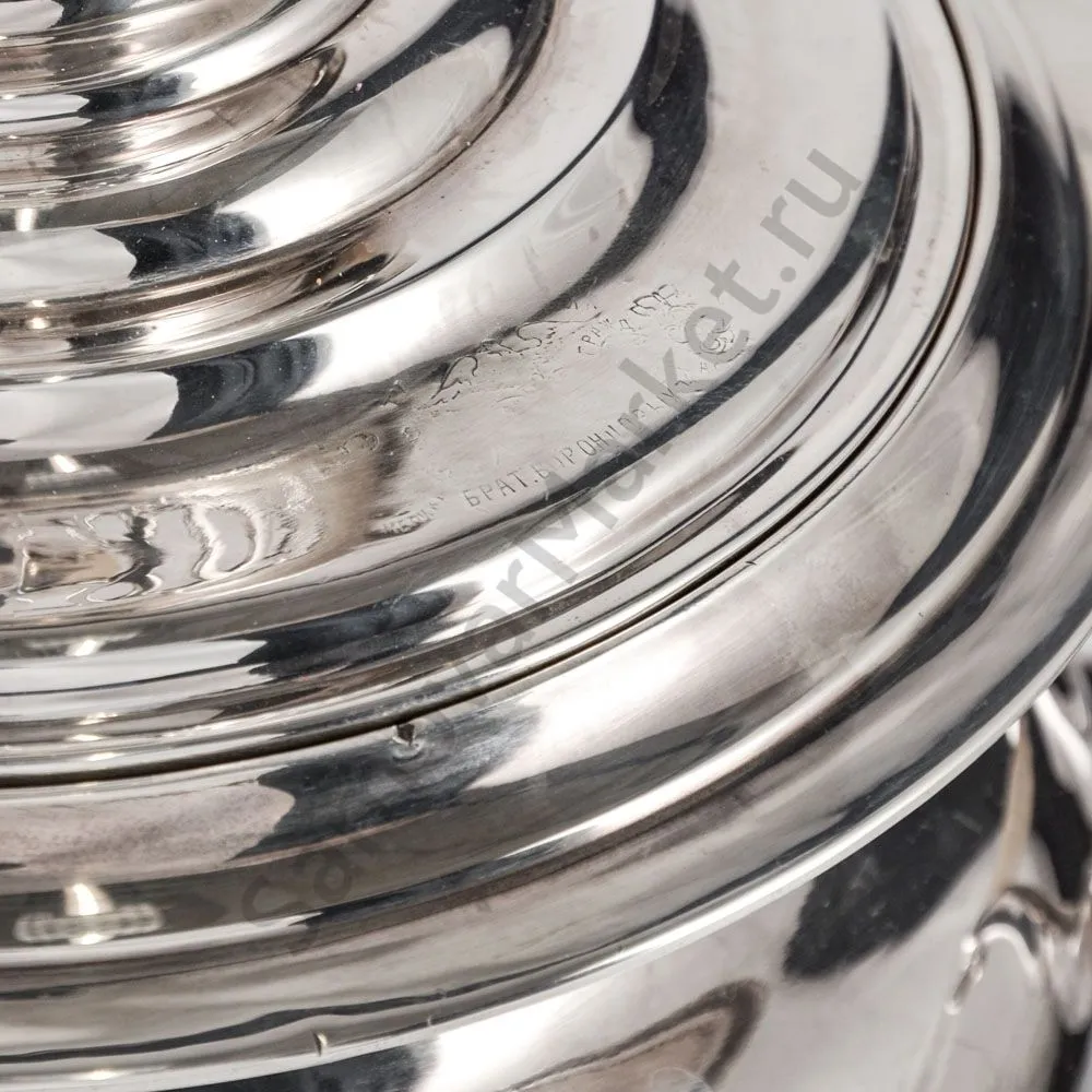 Самовар антикварный на дровах 5 литров формы «Ваза» братьев Воронцовых, серебрение