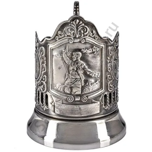 Подстаканник никелированный с чернью «Комбат»