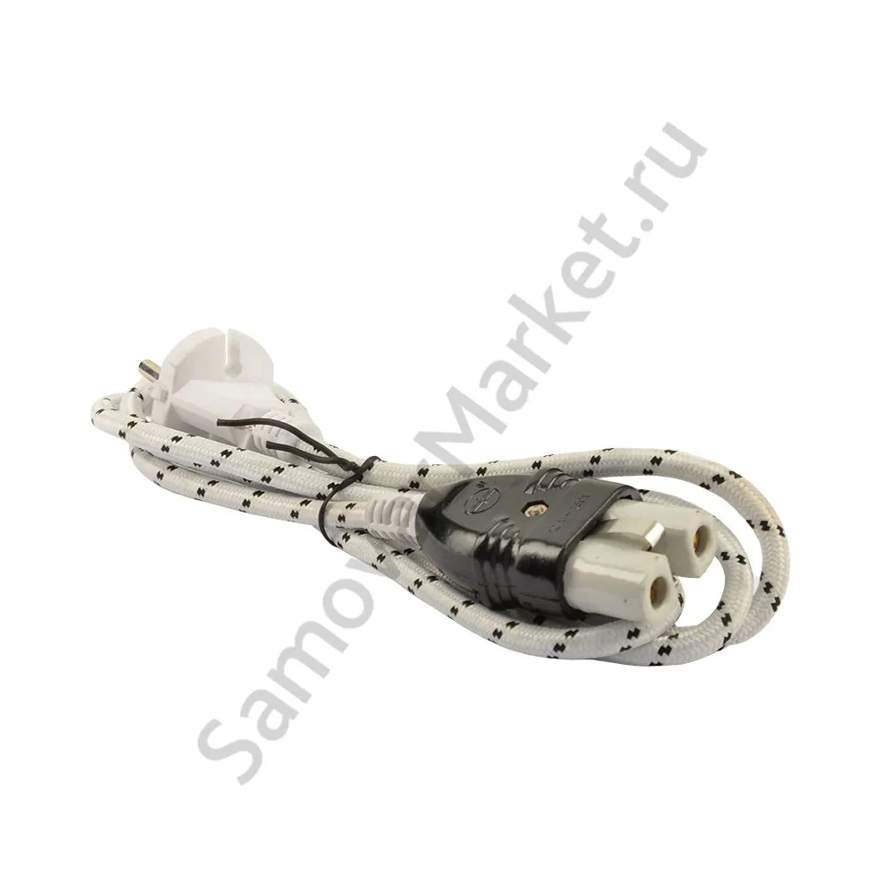 Шнур для электрического самовара в оплётке, керамический 2-х контактный разъём