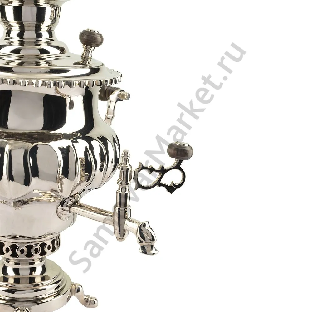 Самовар антикварный на дровах 3,5 литра формы «Репка гранная», серебристый