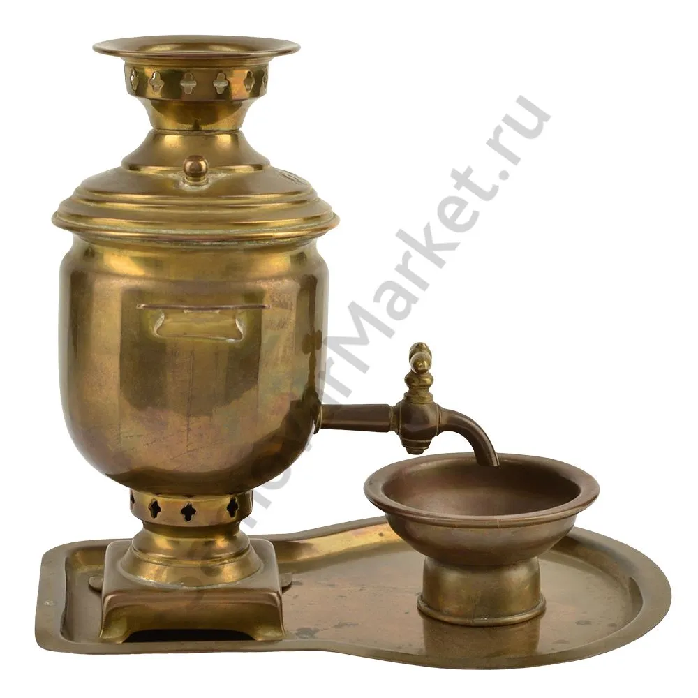 Самовар сувенирный с медалями в комплекте с капельником и подносом, патинированный