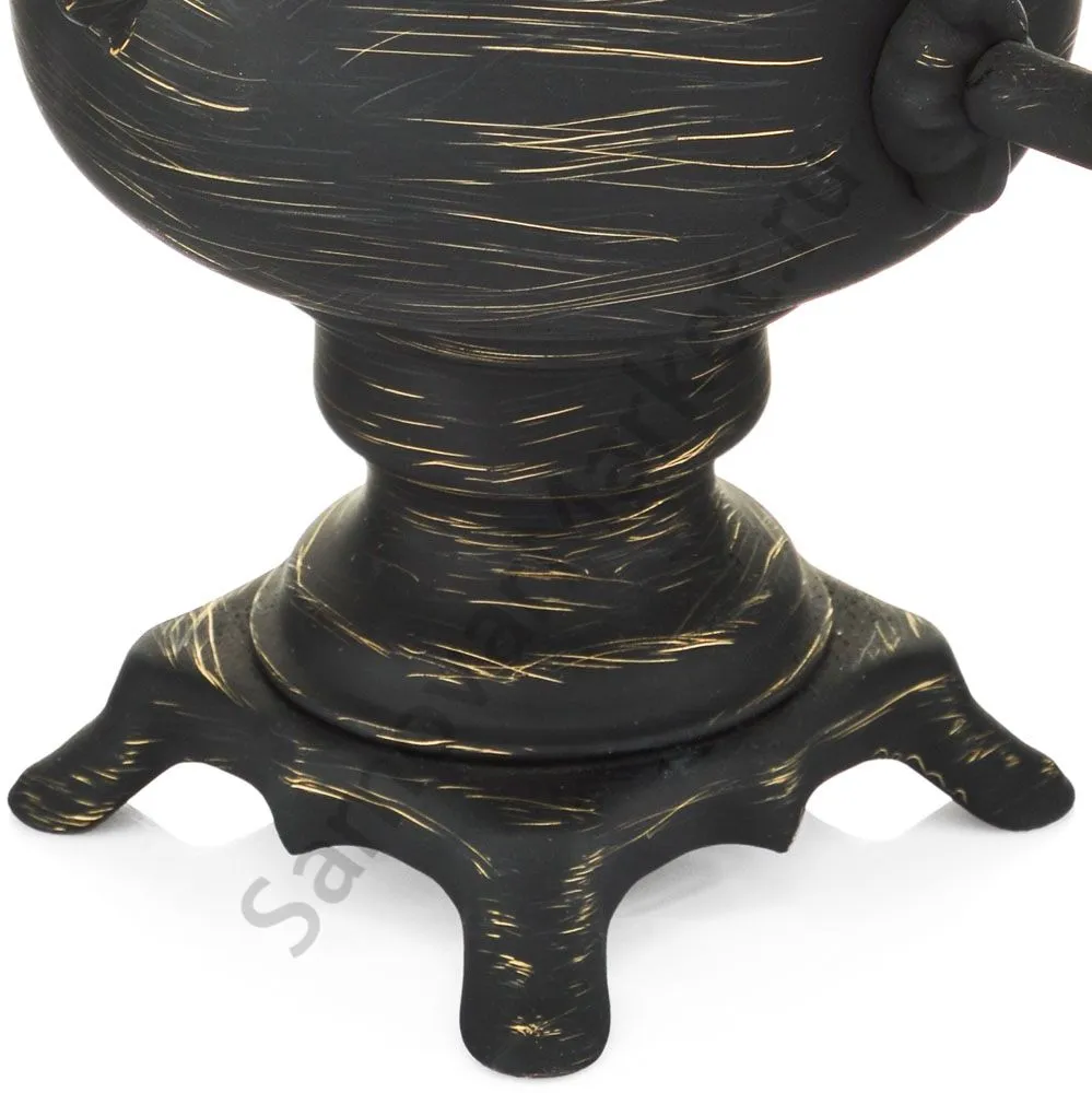 Самовар электрический 3 литра формы «Банка» золотые нити в патине, категория «Эксклюзив»