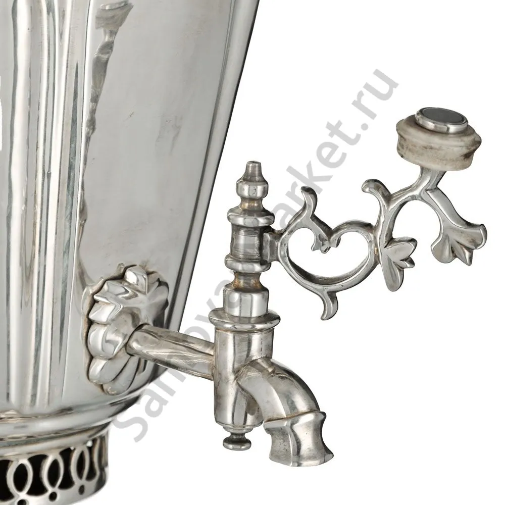 Самовар антикварный на дровах 3 литра формы «Рюмка» Братьев Петровых,фурнитура кость,посеребрённый 