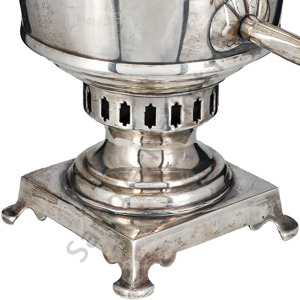 Самовар антикварный на дровах «Тет-а-тет» 1,9 литра формы «Рюмка» Маликова с трубой, серебрение Самовар антикварный на дровах «Тет-а-тет» 1,9 литра формы «Рюмка» Маликова с трубой, серебрение