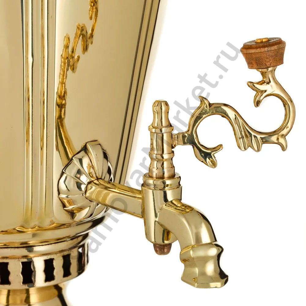 Самовар антикварный на дровах 6 литров формы «Рюмка гранная» Н.А. Воронцова, золотой Самовар антикварный на дровах 6 литров формы «Рюмка гранная» Н.А. Воронцова, золотой