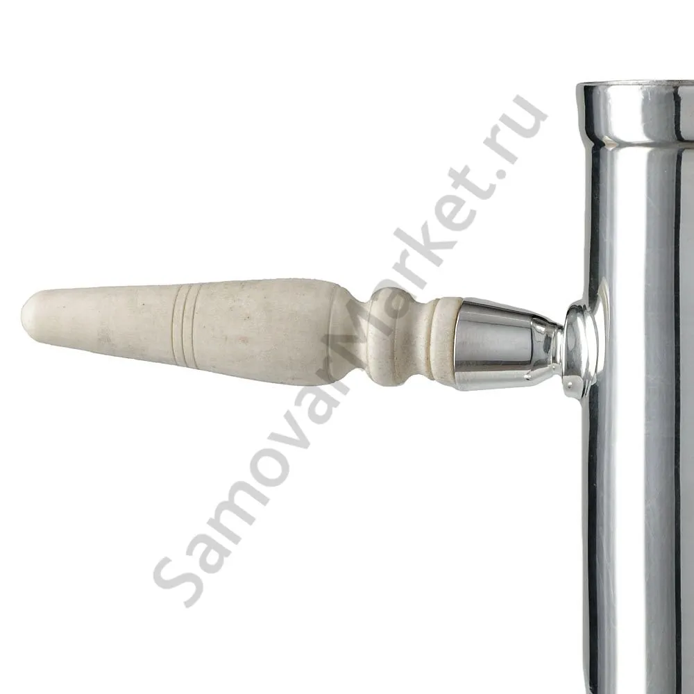 Самовар антикварный на дровах 1,2 литра формы «Репка» Романов,с трубой,фурнитура кость,посеребрённый