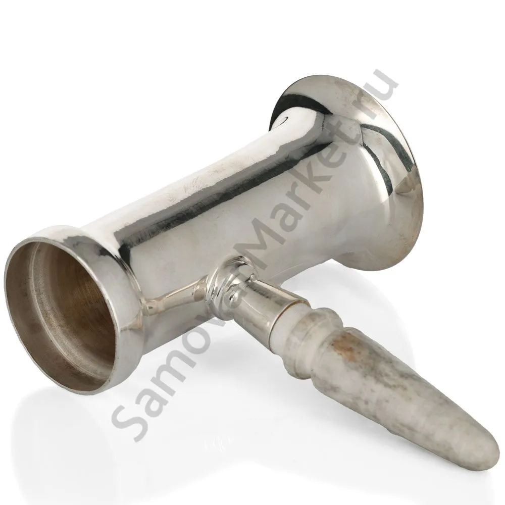 Самовар антикварный на дровах 1,2 литра формы «Репка» Ермилов,с трубой,фурнитура кость,посеребрённый