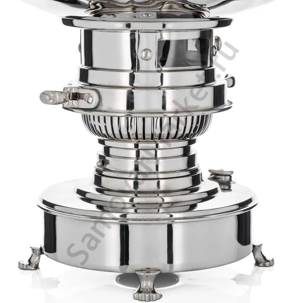 Самовар антикварный жаровой на керосине 7 литра формы «Фонарь» Б.Г. Тейле, серебристый 