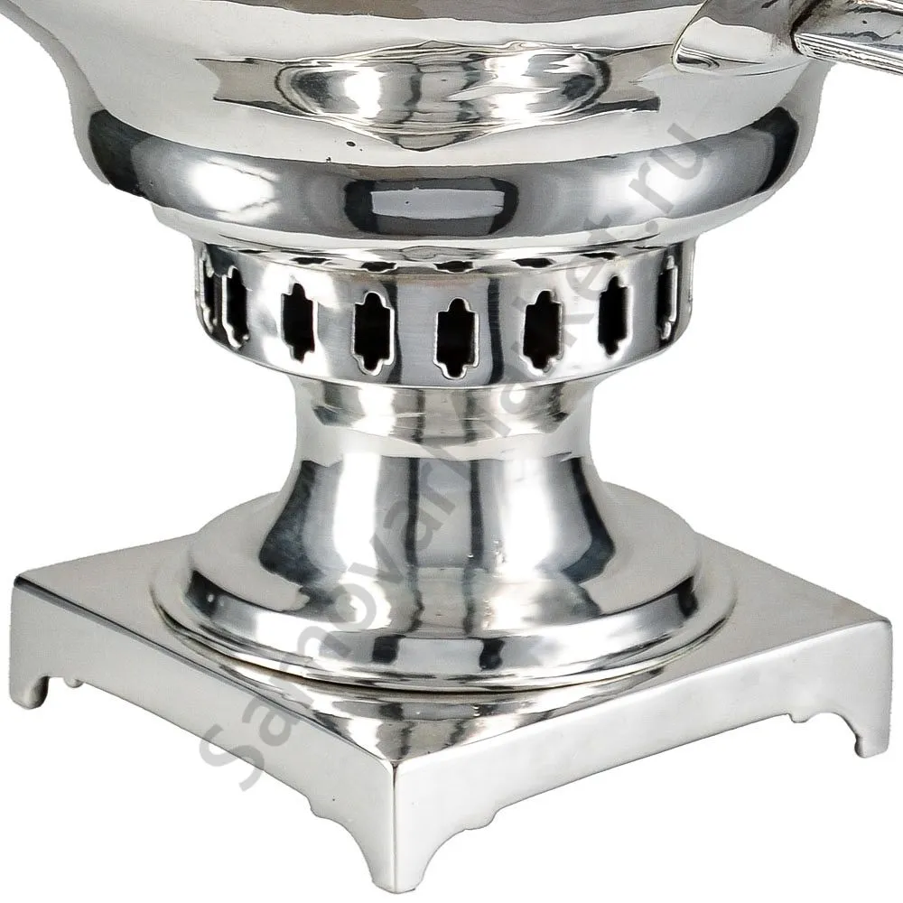 Самовар антикварный на дровах 1,2 литра формы «Репка» Романов,с трубой,фурнитура кость,посеребрённый