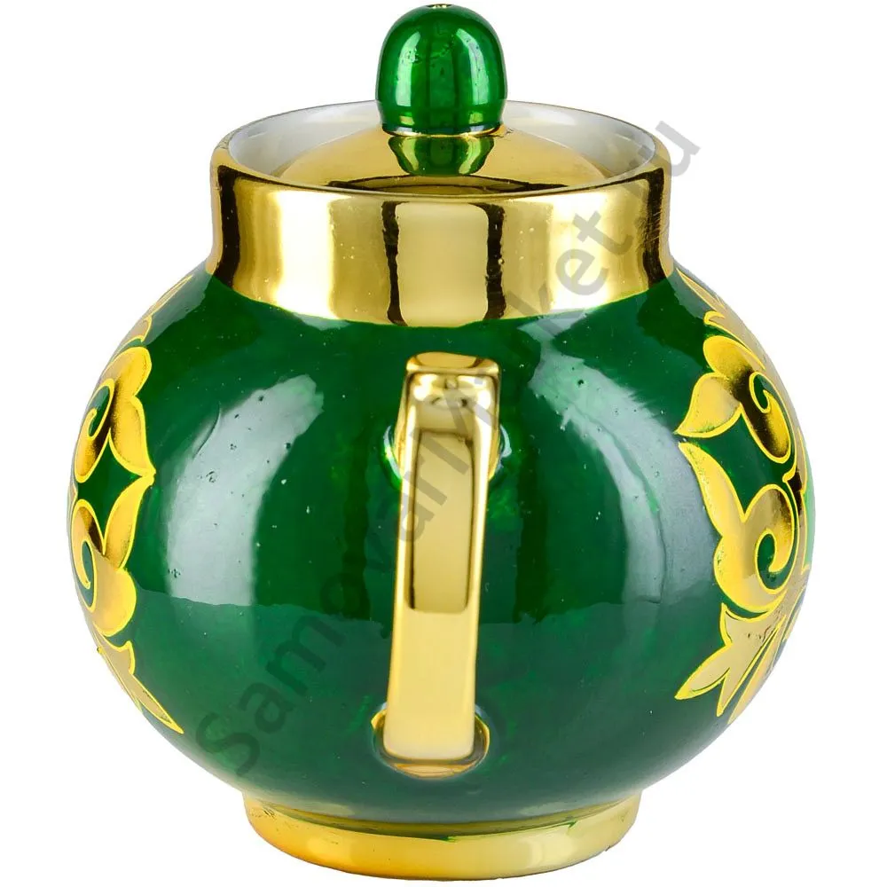 Чайник заварочный для самовара с художественной росписью «Орнамент зелёный» 