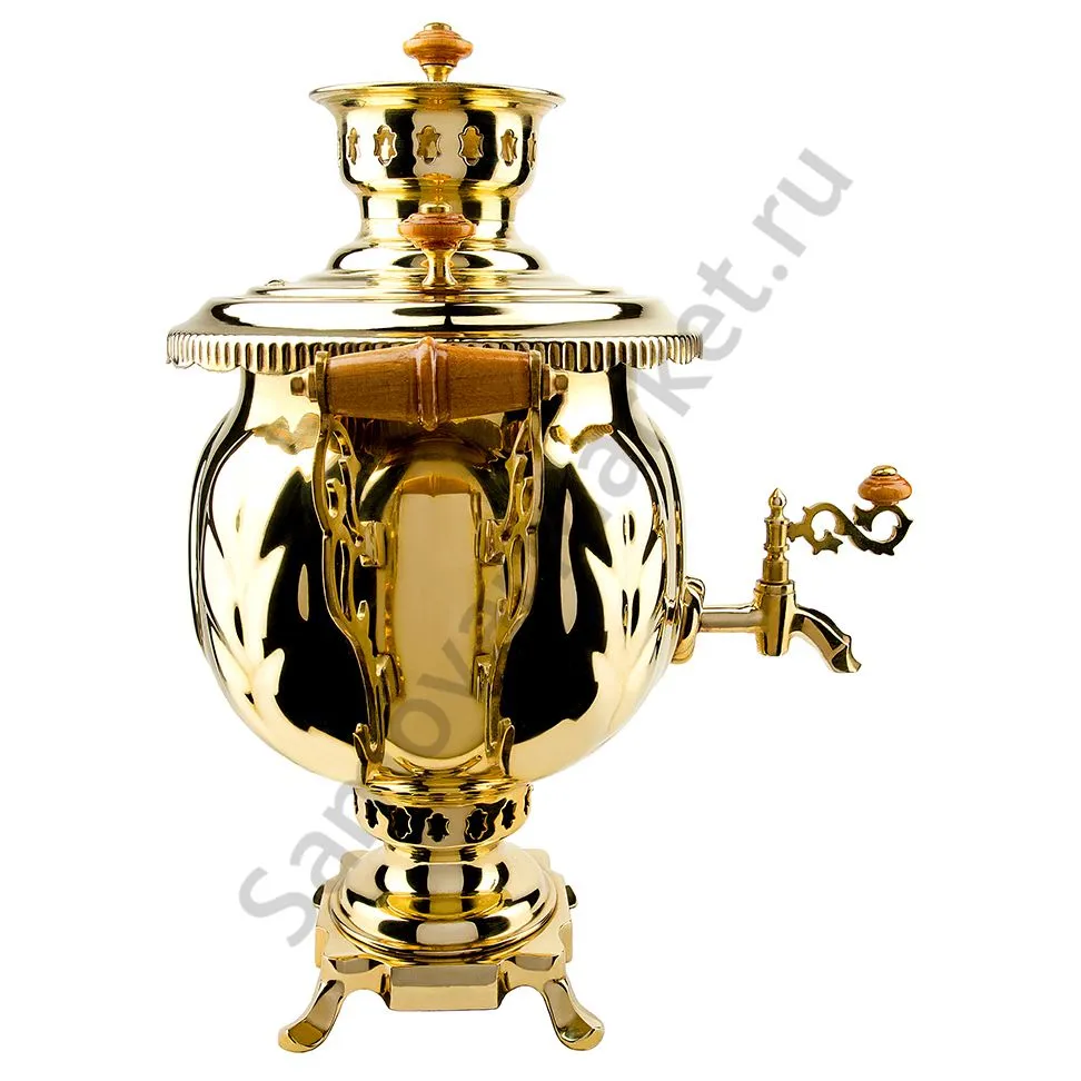 Самовар на дровах 4,5 литра формы «Шар», золотой Самовар на дровах 4,5 литра формы «Шар», золотой