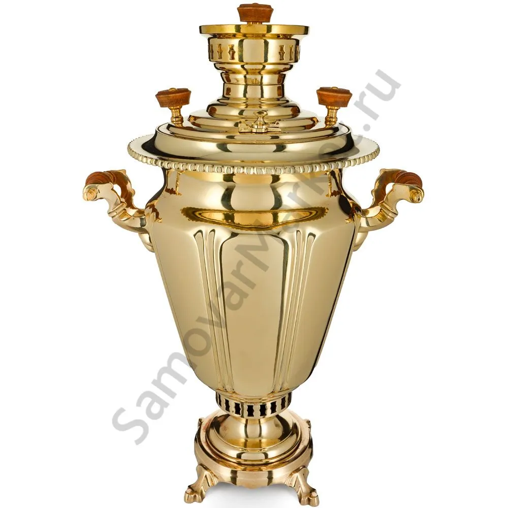 Самовар антикварный на дровах 6 литров формы «Рюмка гранная» Н.А. Воронцова, золотой Самовар антикварный на дровах 6 литров формы «Рюмка гранная» Н.А. Воронцова, золотой