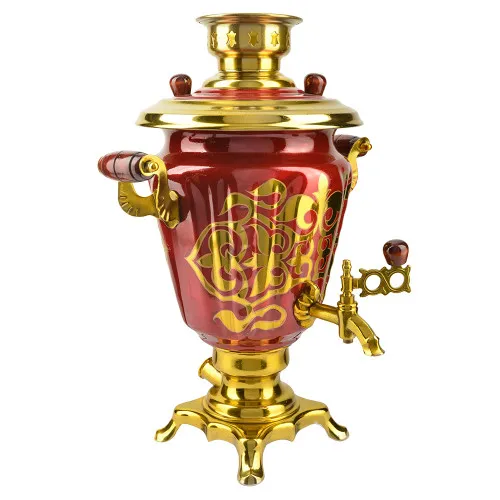 Самовар электрический 3 литра с художественной росписью «Орнамент красный» формы «Рюмка» Самовар электрический 3 литра с художественной росписью «Орнамент красный» формы «Рюмка»