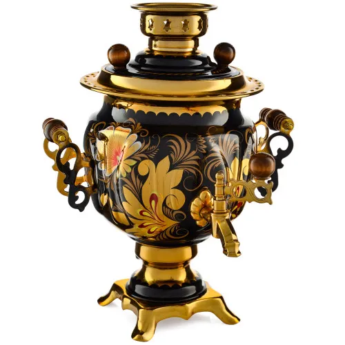 Самовар электрический 3 литра с художественной росписью «Кудрина чёрная» формы «Овал» Самовар электрический 3 литра с художественной росписью «Кудрина чёрная» формы «Овал»