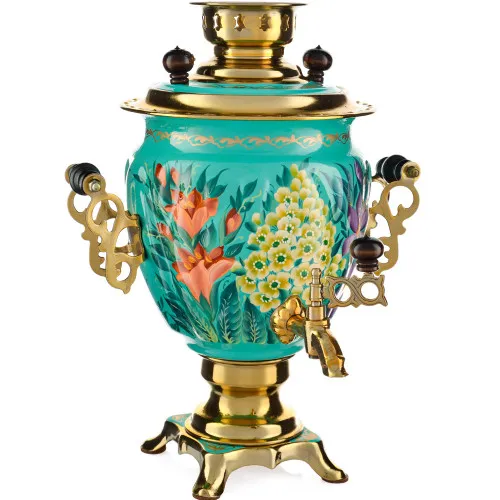 Самовар электрический 3 литра с художественной росписью «Весенние цветы в золоте» формы «Жёлудь» Самовар электрический 3 литра с художественной росписью «Весенние цветы в золоте» формы «Жёлудь»